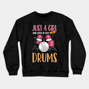 Drummer Girl Drumset Drumming Crewneck Sweatshirt